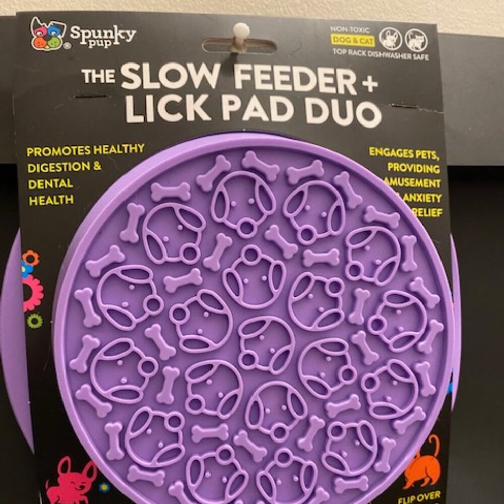 Spunky pup: The Slow Feeder + Lick Pad Duo  (Purple) * For Dogs and Cats*
